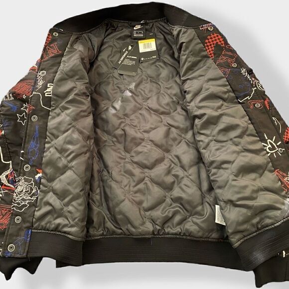 Nike Graffiti Print NSW Logo Full Zip Black Bomber Jacket Mens size Small New - Picture 7 of 12